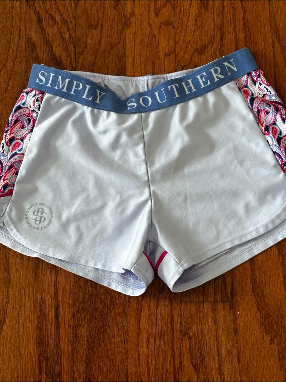 Simply Southern Cheer Shorts Women's Size MED Lavender Purple & Paisley